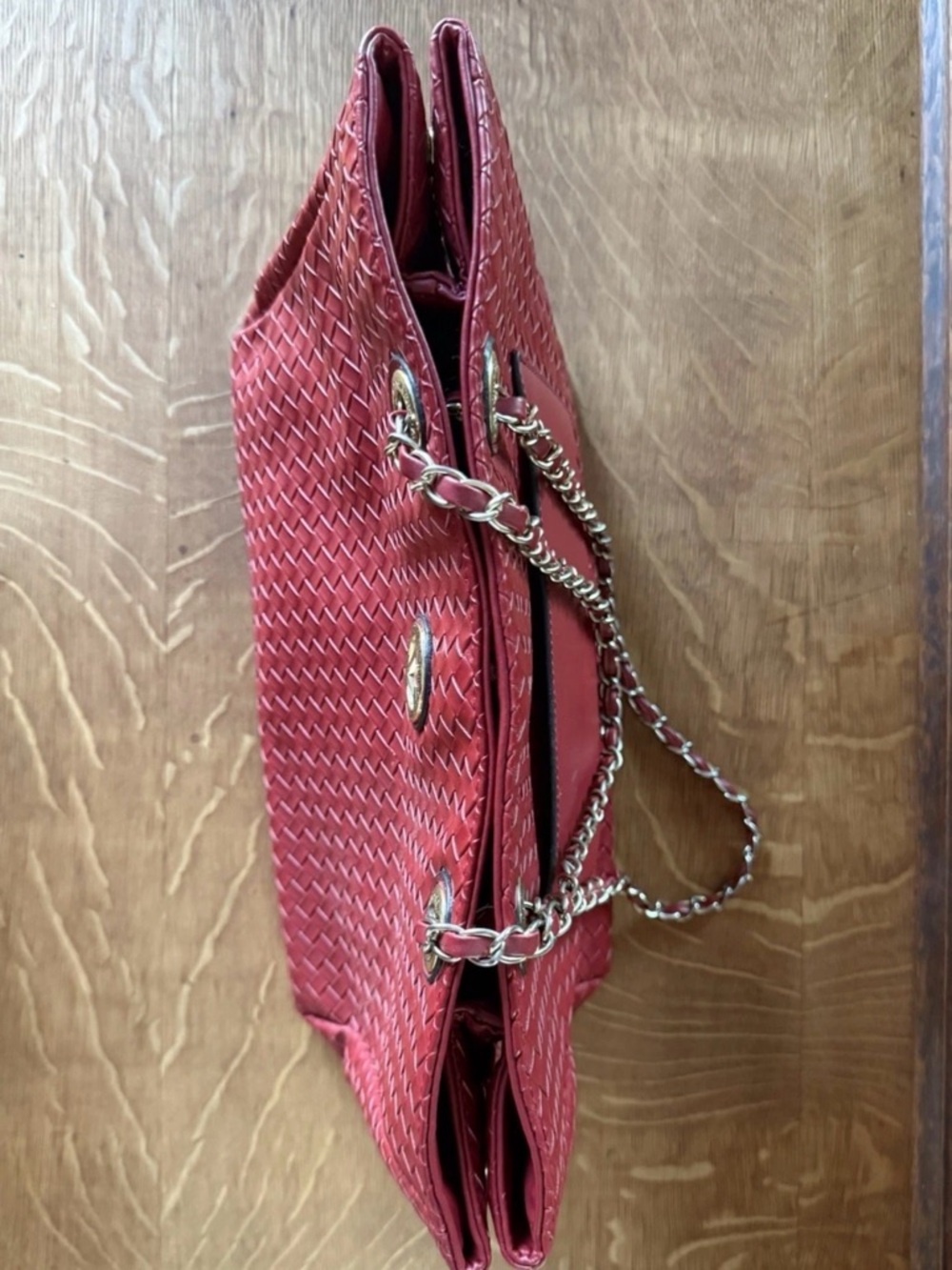 VTG Y2K Vera New York  Vera Wang Red Basket Weave Shoulder Bag 13.5Wx10Hx5.5D - Picture 15 of 15
